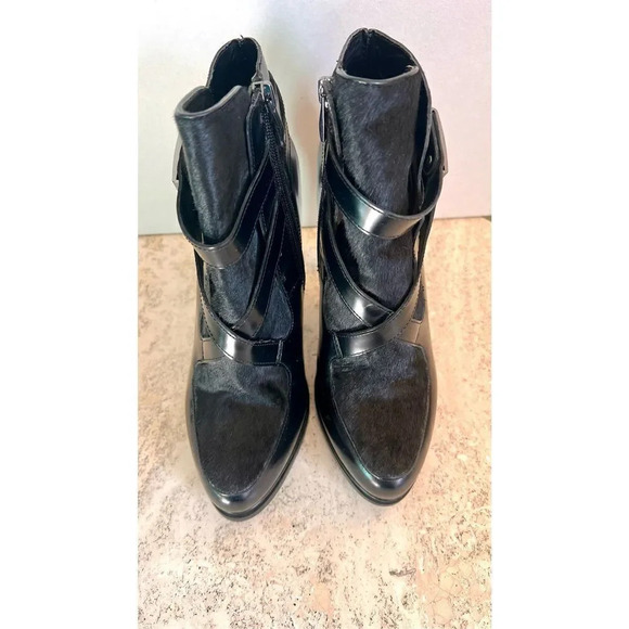 French Connection Women’s 38 US 8 Black Leather Ankle Boots Booties Heeled - Picture 7 of 11
